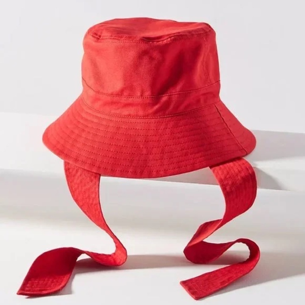 NWT Anthropologie Red  Bow-Tie Bucket Hat new